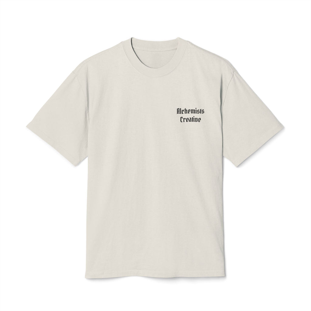 Vintage Cream Tee — 'Mermaids Paradise' Small Chest Gothic Script T-Shirt