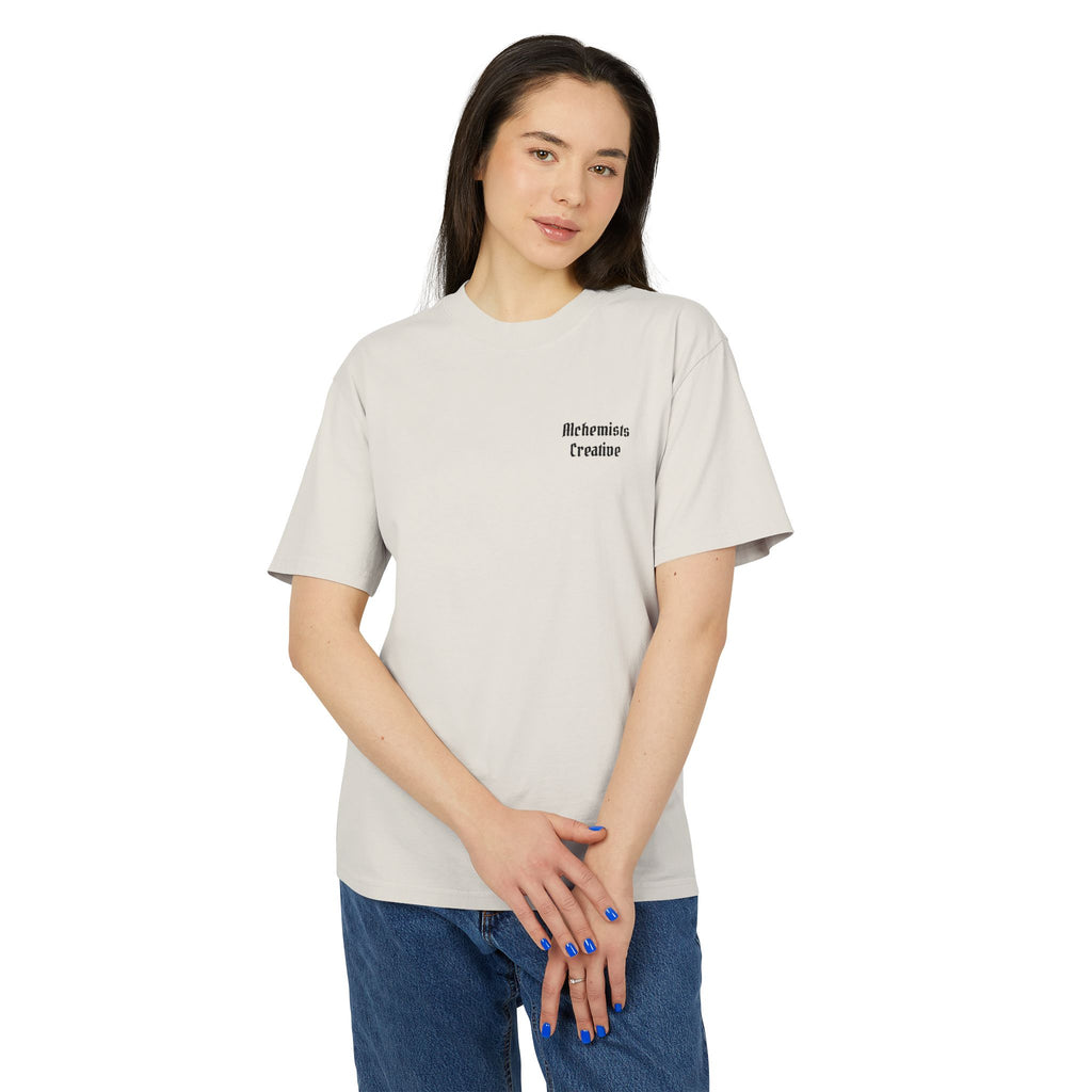 Vintage Cream Tee — 'Mermaids Paradise' Small Chest Gothic Script T-Shirt